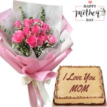 Cebu Flower Shop - Mother's Day Roses with Mocha Cake